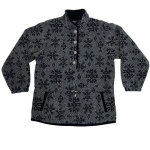 Vintage Gray Nordic Geometric Fleece Mountaineer Pullover made in Canada Size L